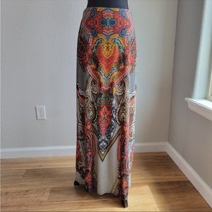 BEIGE BY ECI Paisley Colorful Boho Maxi Skirt